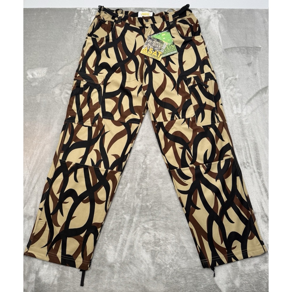 Vintage ASAT Camo Pants Men Medium 34x32 Adjustable Waist Hunting Tribal Terrain